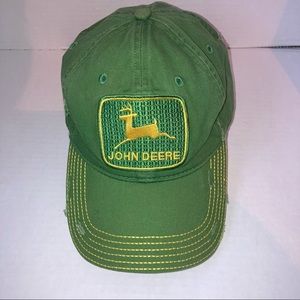 John Deere Hat Baseball Cap Green Yellow Embroidered Snapback Deer Art Inside